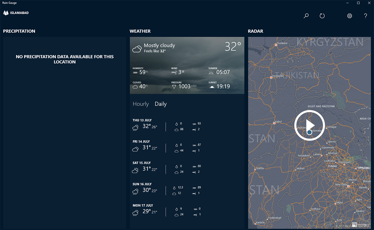 Weather App For Windows 10